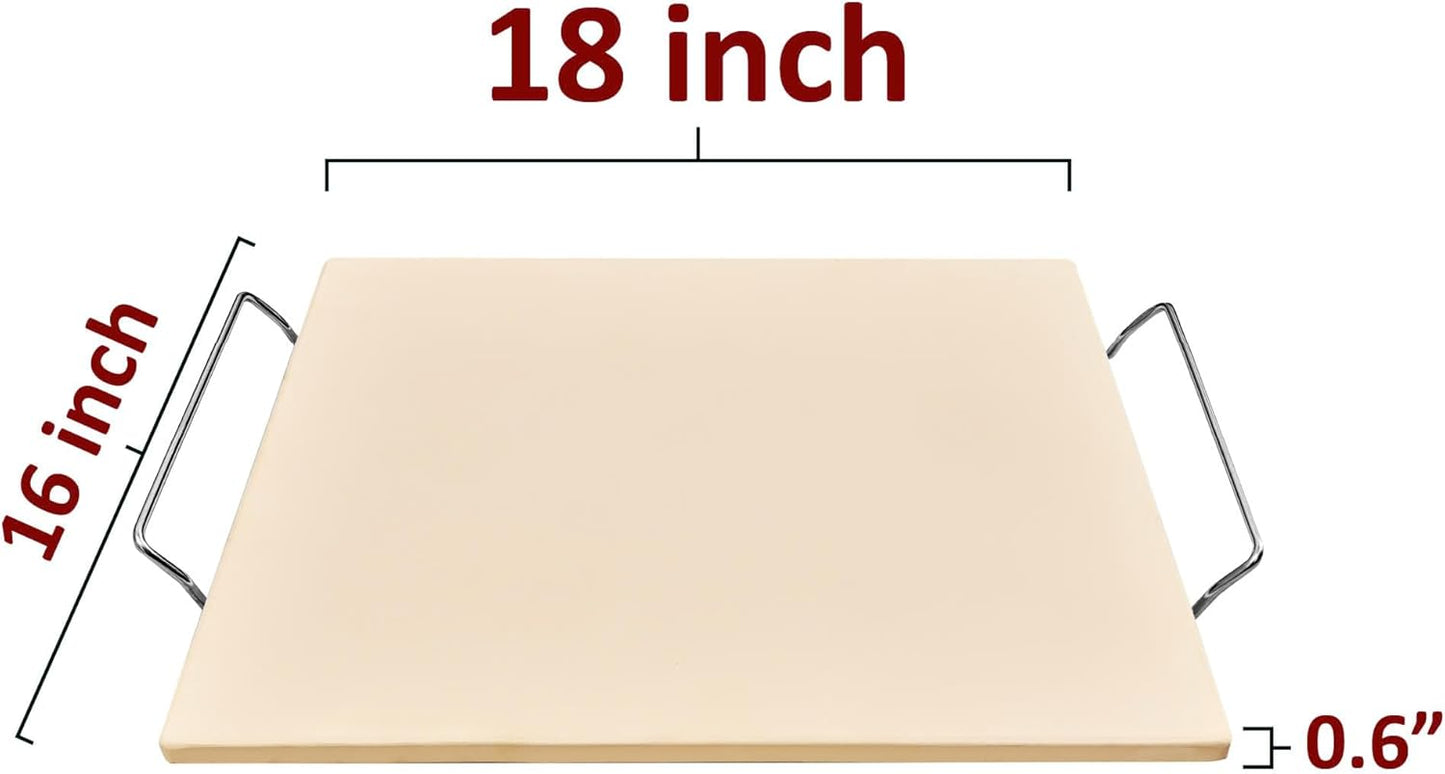 18 Inch Pizza Stone, 16x18 inch Stone for oven and grill - Durable Ceramic Pizza Stone, Heat Resistant up to 1,472°F, Perfect for Homemade Pizza, Bread and More