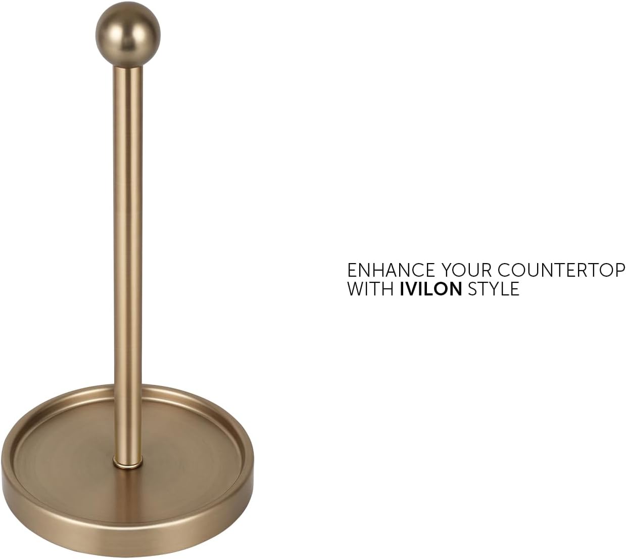Ivilon Countertop Paper Towel Holder - Modern Sleek Ball Minimalist Design - Color Warm Gold