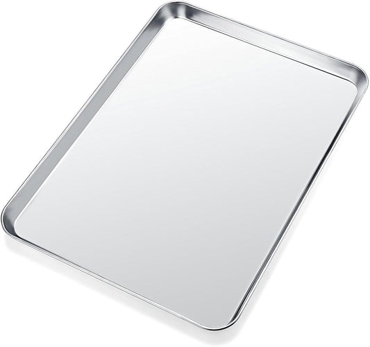 Baking Sheet, Yododo Stainless Steel Cookie Sheet Toaster Oven Tray Pan Rectangle Size 16 x 12 x 1 inch, Non Toxic & Healthy, Superior Mirror Finish & Easy Clean, Dishwasher Safe