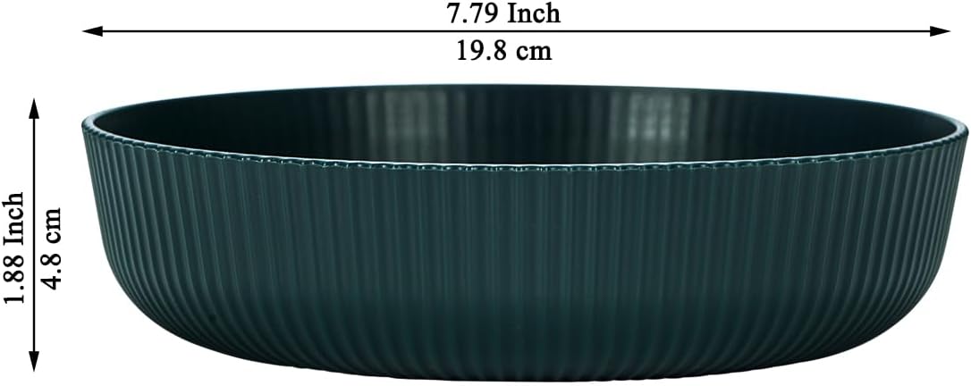 Kyraton Pasta Bowls Set of 4, 37oz Salad Bowls Soup Bowls Large Pasta Serving Bowl Plastic Unbreakable Serving Dishes Dinner Bowls (Dark Green)