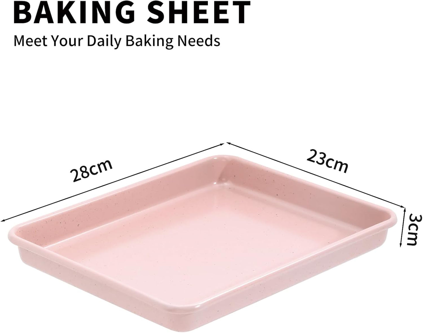Toaster Oven Pans Set of 2, Shinsin 11-Inch Nonstick Baking Sheet Pans and Trays, 1/8 Thicker Replacement Small Baking Tray Accessories for Cookie, Non Toxic and Easy Clean and Diswasher Safe, Pink