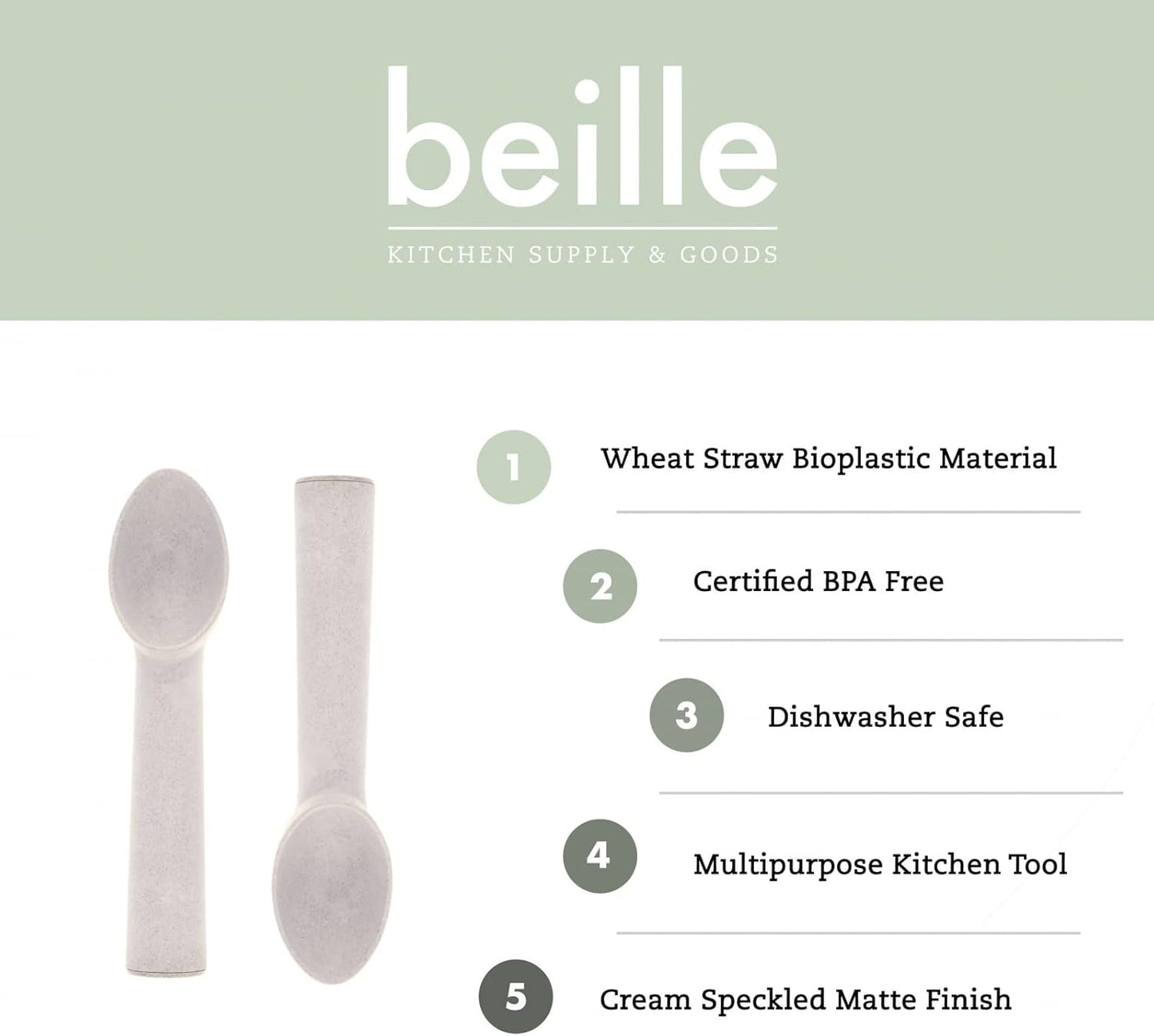 Beille Cream Wheat Straw Material Ice Cream Scoop Kitchen Utensils Home Goods