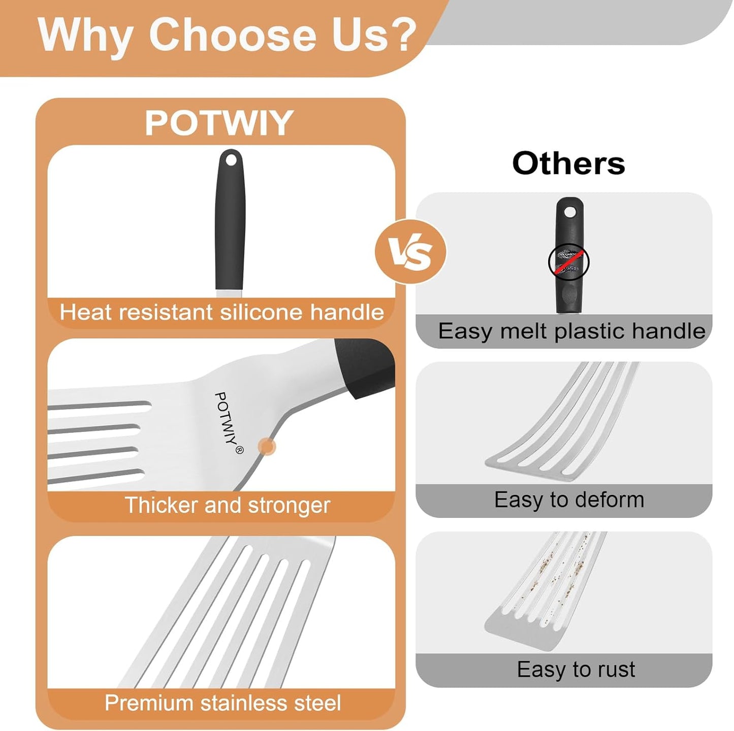 Fish Spatula Stainless Steel, 11.3" Slotted Fish Turner with Silicone Handle, Small Metal Spatula for Cast Iron Skillet, Kitchen Cooking Flipper for Egg, Burger, Pancake