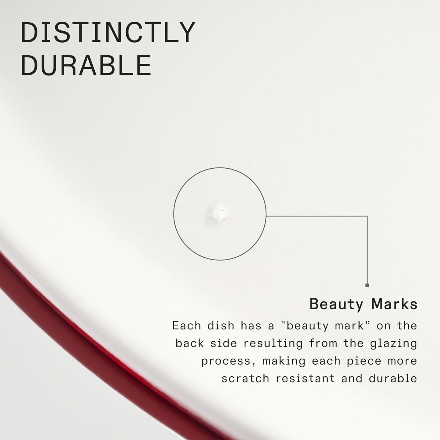 Made In Cookware - Set of 4 - Entrée Bowls - White With Red Rim - Porcelain - Crafted in England