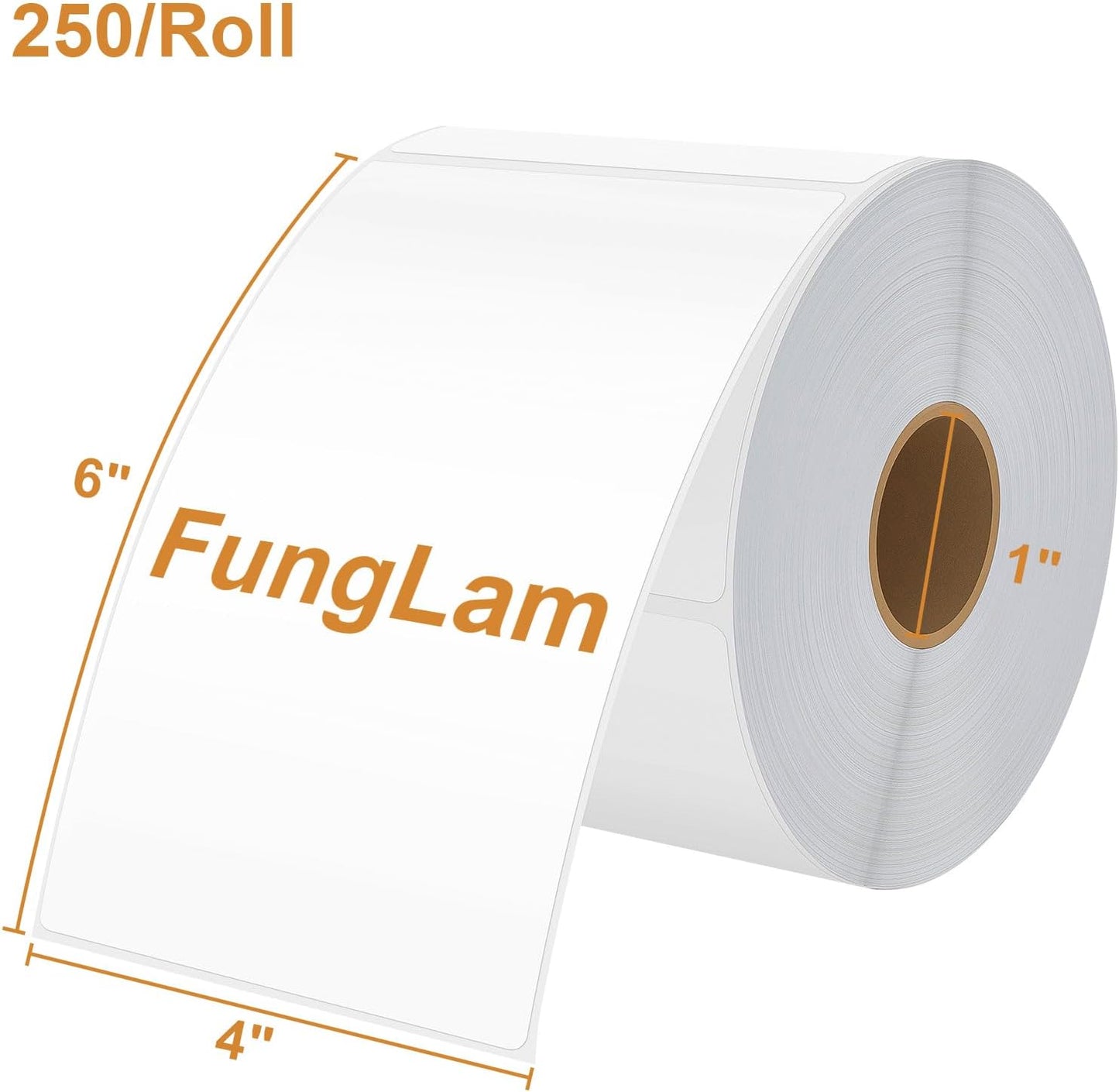 FungLam 4x6 Thermal Labels - 1000 Labels, 4 Rolls Direct Thermal Printer Label, Shipping Labels Compatible with Zebra, Rollo and Most Thermal Printer, Perforated Postage Label Paper, 250 Labels/Roll