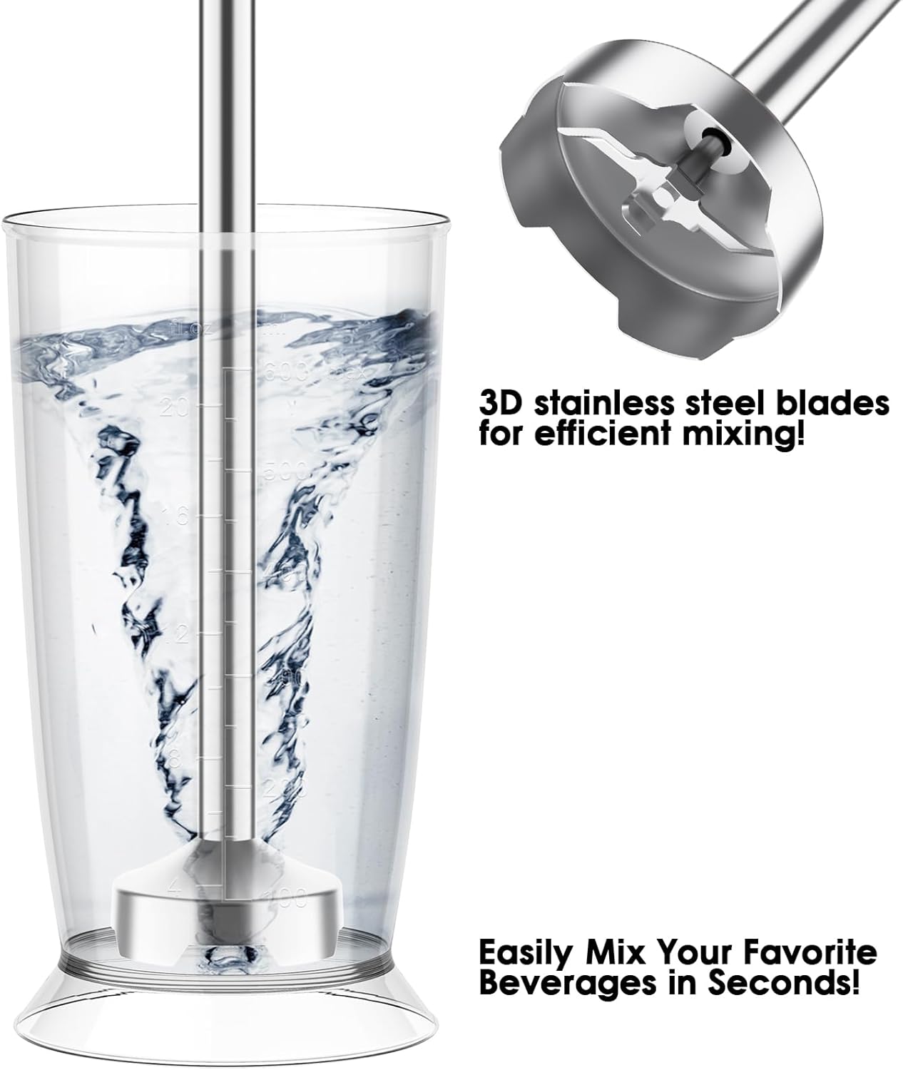 Immersion Blender Handheld for Kitchen,Emulsion Blender Handheld,12 Speed Electric Hand Mixer with BPA Free Attachments:Chopper Bowl,Whisk,Milk Frother,Measuring Cup