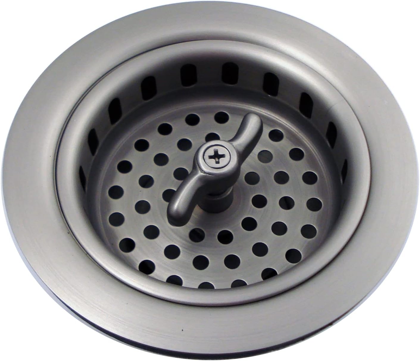 Mr. Scrappy 3.5" Sink Drain Assembly with Twist Lock Basket Strainer, Solid Brass, Brushed Nickel