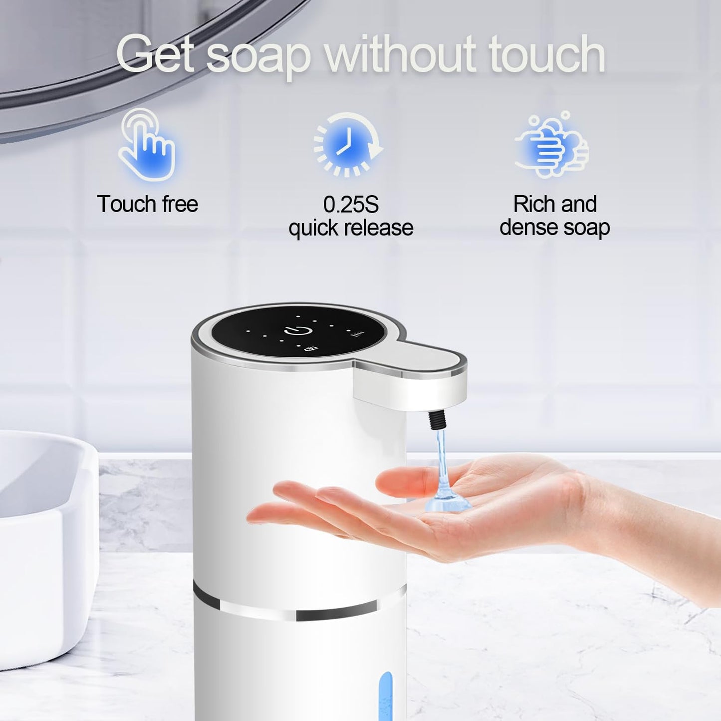Automatic Liquid Soap Dispenser Bathroom Kitchen Dish Liquid Body Shampoo Shower Gel Hand Free Liquid, USB Rechargeable Dispenser Touchless Soap Dispenser 380ml Auto Liquid Dispenser Sylfu