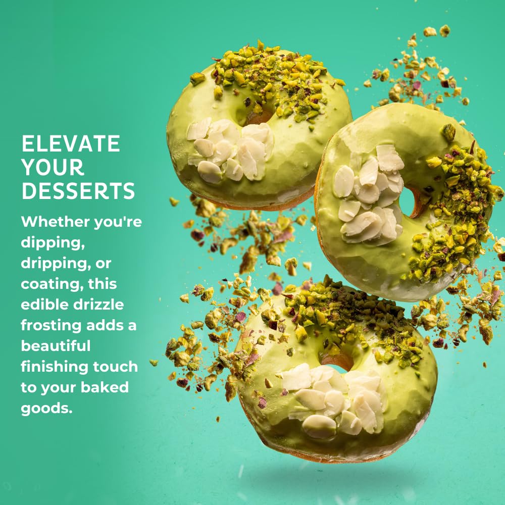 Pistachio-Flavored Cake Drizzle by Chefmaster, Edible Cake Drip Frosting for Decorating, Drip for Cakes, Cupcakes, Cookies, Donuts, 5 oz