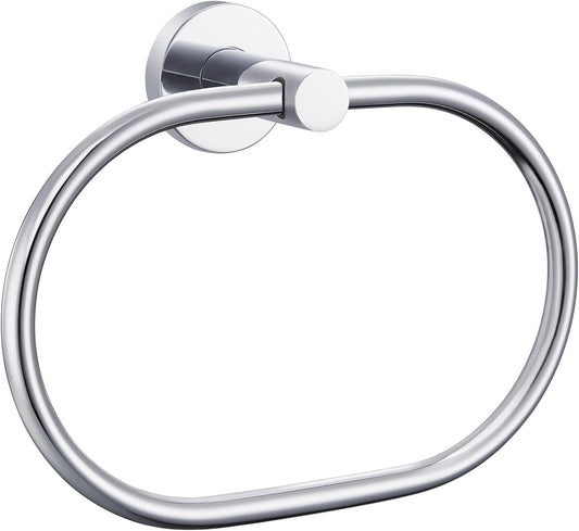 Suyar Hand Towel Holder Chrome, Stainless Steel Towel Ring for Bathroom Wall, Oval Shape