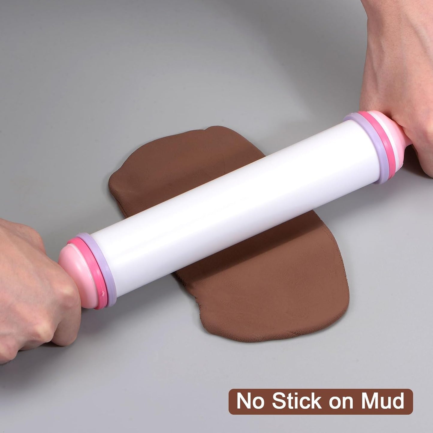 HARFINGTON 2pcs Rolling Pin 16.9 Inch x 1.69 Inch Non-Stick with Silicone Baking Pastry Mat Adjustable Guide Rings Roller Dough Roller Kitchen Decorating Tools for Cookie Pastry Pizza Clay