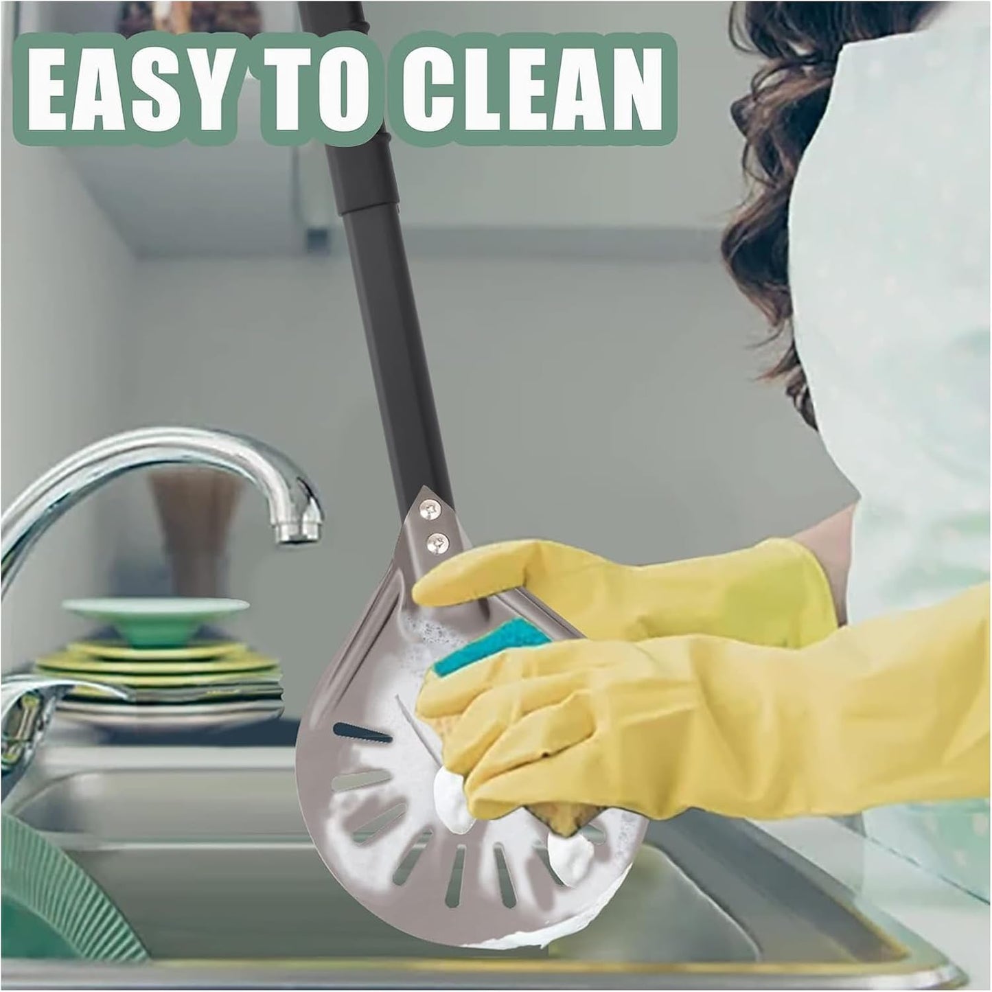 Pizza Turning Peel 9 Inch Round Aluminum Perforated Pizza Peel Turner with Metal Handle Pizza Paddle for Homemade Pizza Oven Accessories