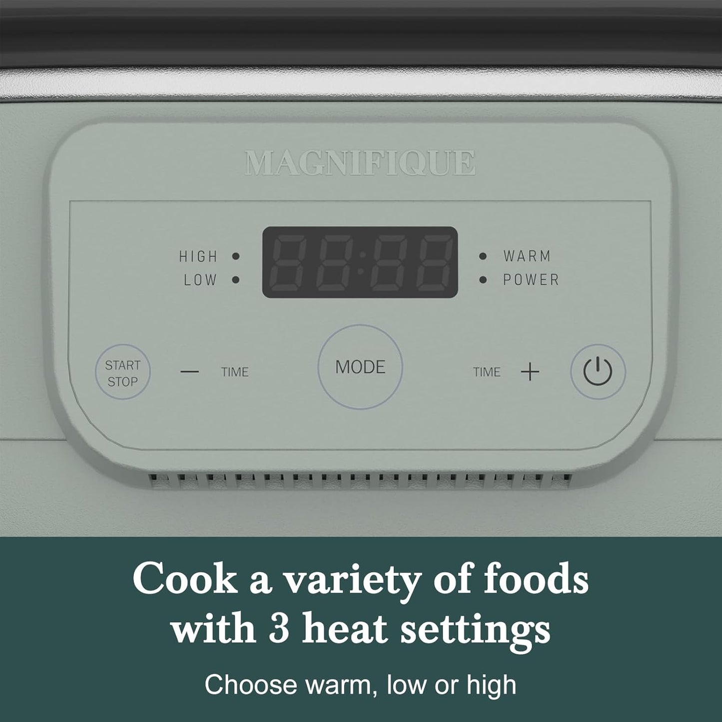 MAGNIFIQUE 6 Quart Programmable Slow Cooker Removable Healthy Nonstick Pot - Small Kitchen Appliance for Family Dinners - Serves 6+ People - Heat Settings: Keep Warm Olive