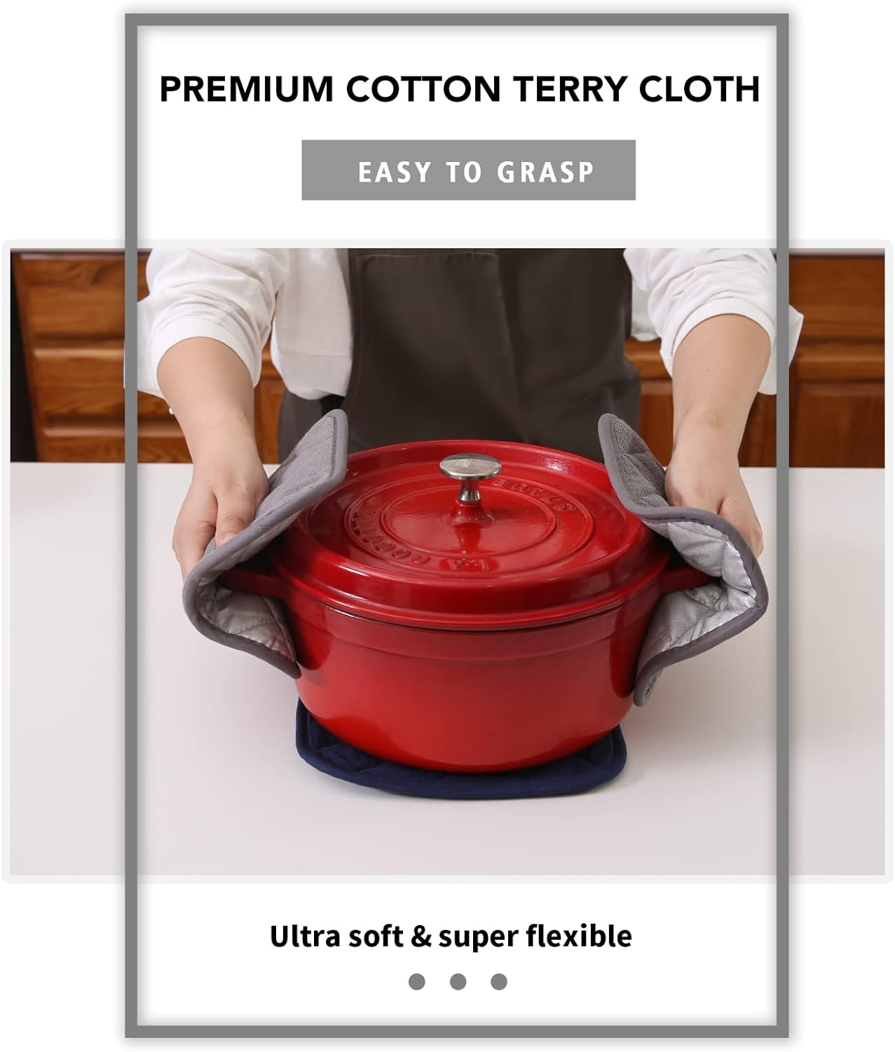 Joyhalo 4 Pack Pot Holders for Kitchen Clearance, Hot Pads for Kitchen, Countertops, Oven Pot Holders Bulk, Potholders Sets for Kitchens Heat Resistant, Grey