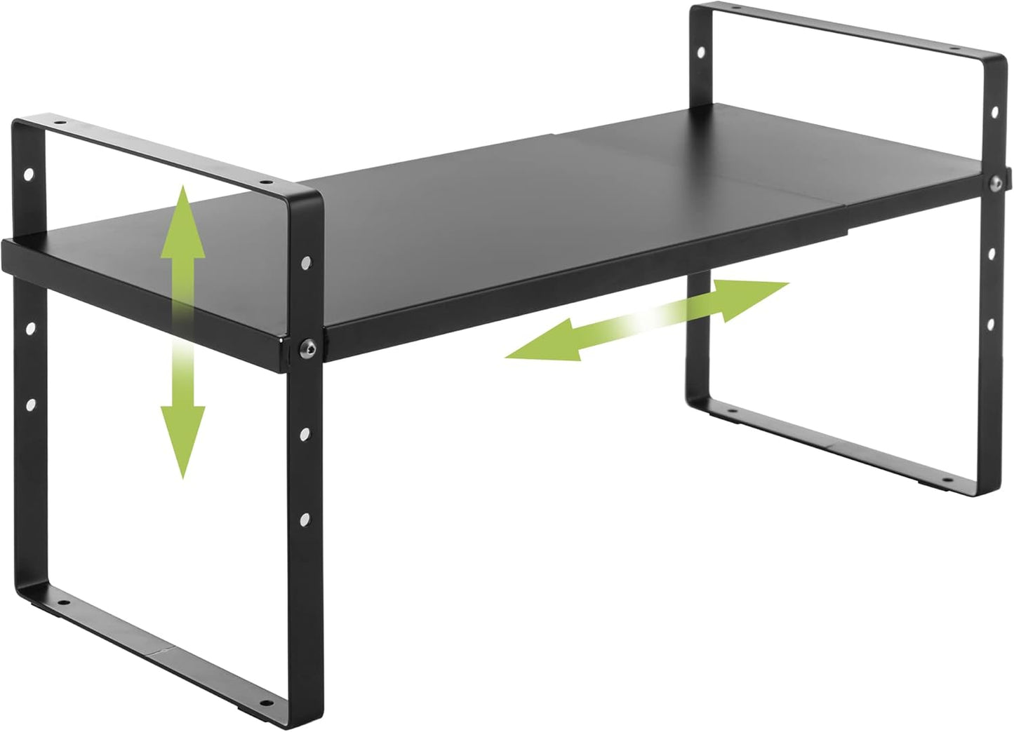 Expandable Cabinet Shelf Organizer Rack, Stackable Kitchen Counter Storage Shelves Stand, Adjustable Height Pantry Shelf Spice Rack (Black, 1 Pack)