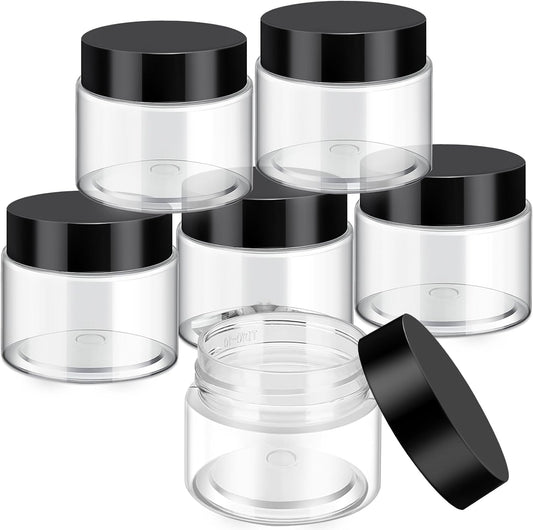 SATINIOR 6 Pack 12 oz Plastic Jars Containers with Lids Wide-mouth Refillable Leakproof Reusable Round Empty Jars for Travel Cosmetic Dry Food Spice Cookie Candy Home Kitchen Organizing(Black)