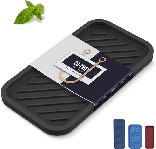 EG-SIPRO Silicone Sponge Holder,Large 10" Kitchen Sink Organizer Tray Kitchen Soap Tray Soap Sponge Holder for Bathroom Counter Sponge Caddy Dish Soap for Scrubber,Soap Dispenser,Scouring Pad