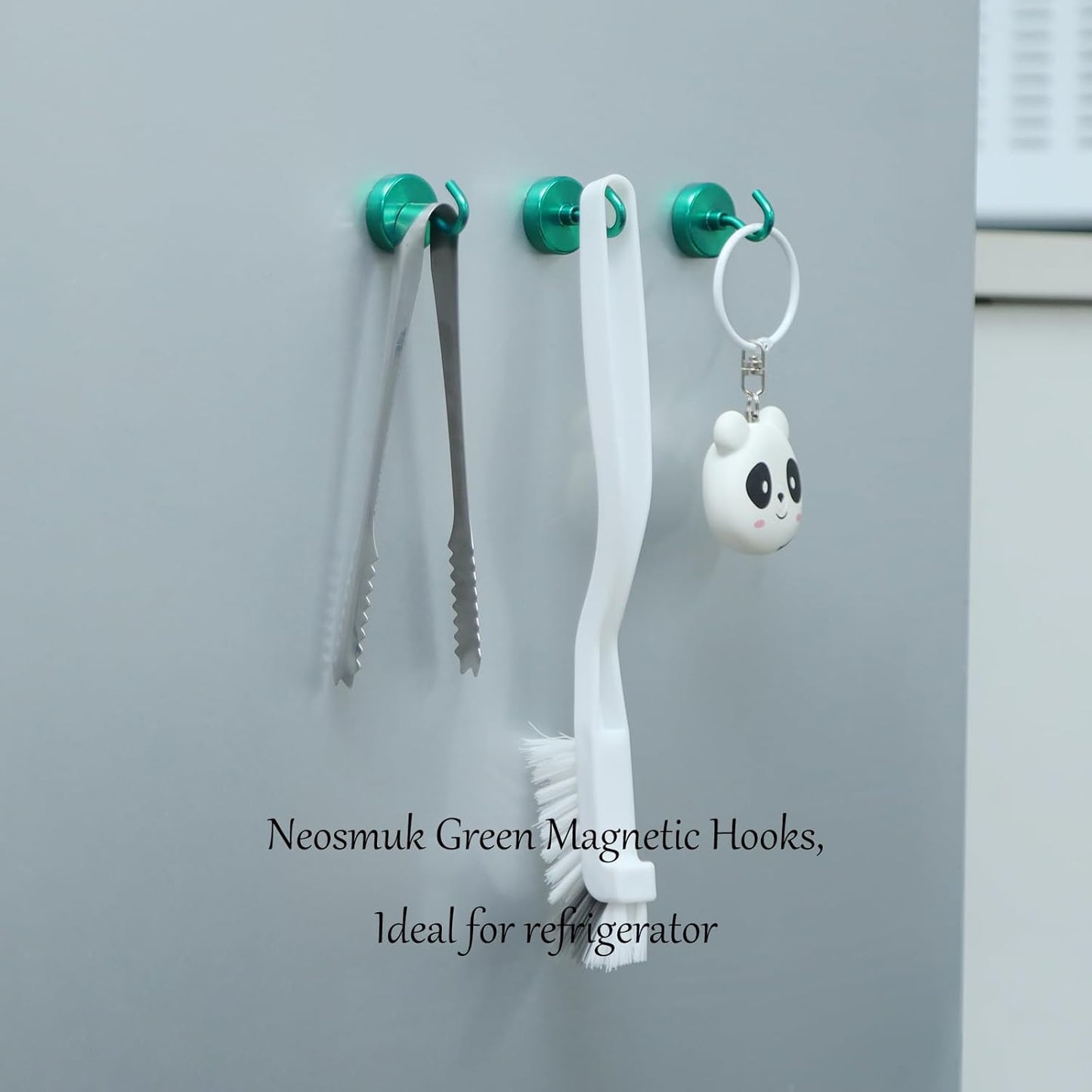 Neosmuk Magnetic Hooks Heavy Duty,Strong Magnet with Hook for Fridge, Super Neodymium Extra Strength Industrial Hooks for Hanging, Magnetic Hanger for Toolbox, Cruise, Grill(Green,10 Pack)