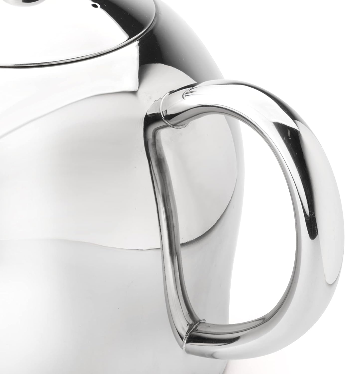 Santhee Double Walled Teapot, 1.0-Liter Stainless Steel Glossy Finish with Glossy Accents