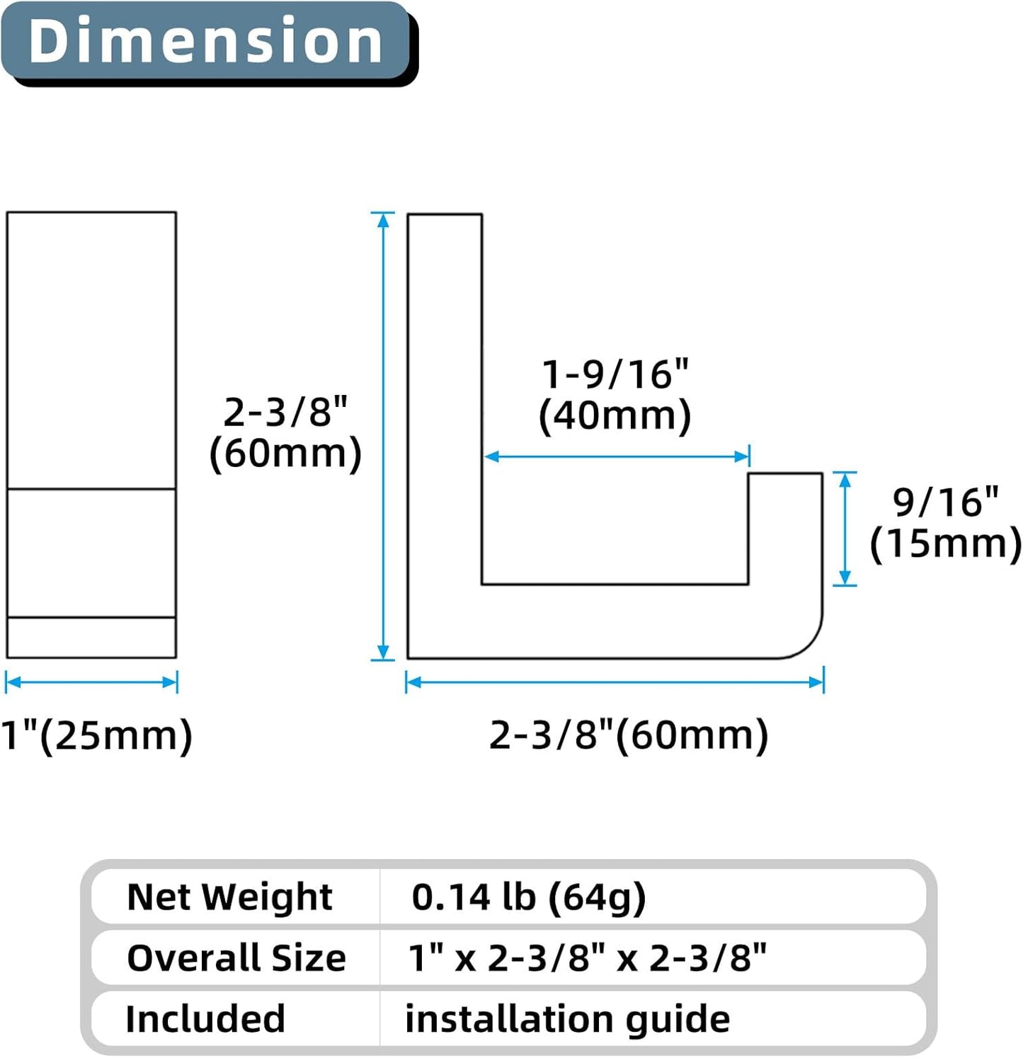 Angle Simple Towel Hook Brushed Gold 2 Pack, 304 Stainless Steel Robe Hook for Bathroom
