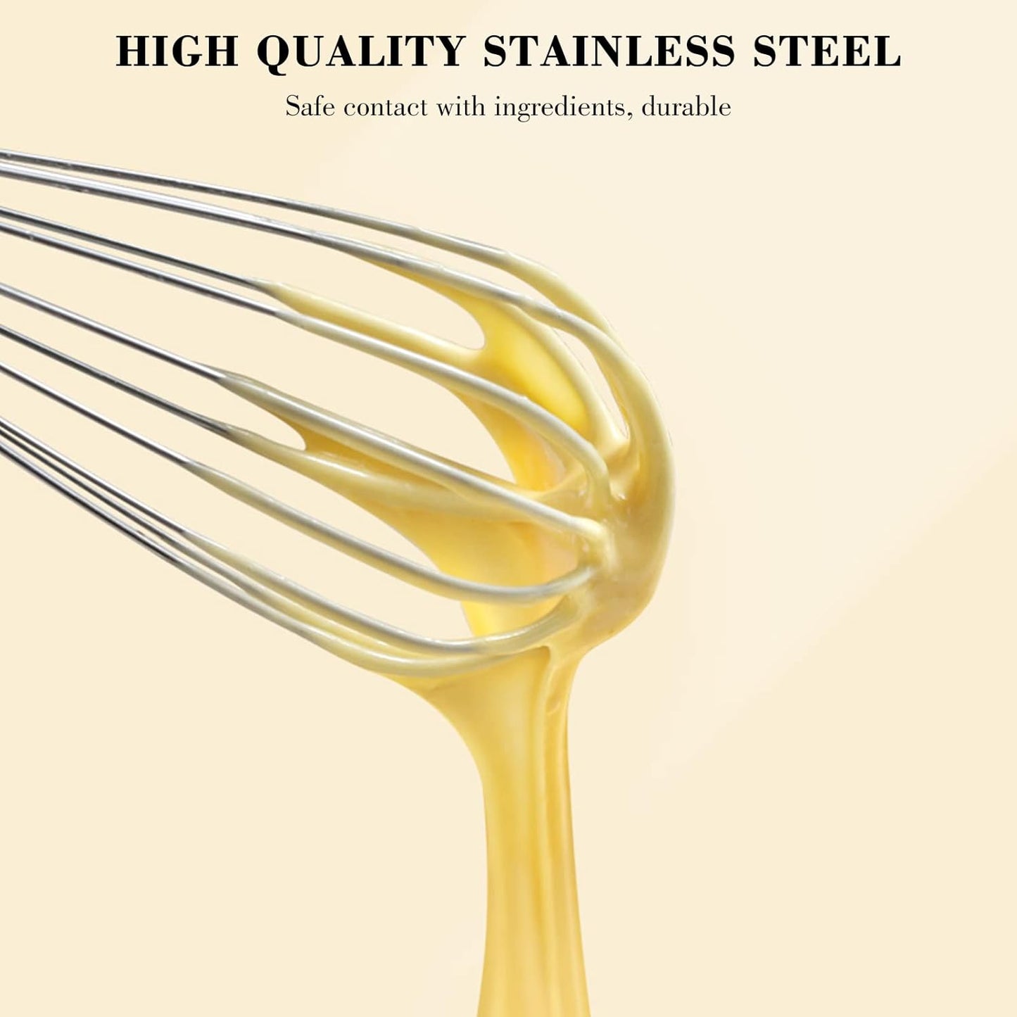 NileHome Stainless Steel Whisk Set 8" 10" 12" Kitchen Whisk Kitchen Wisk Wire Whisks for Cooking, Whisking, Blending, Beating, Stirring-4 Pack