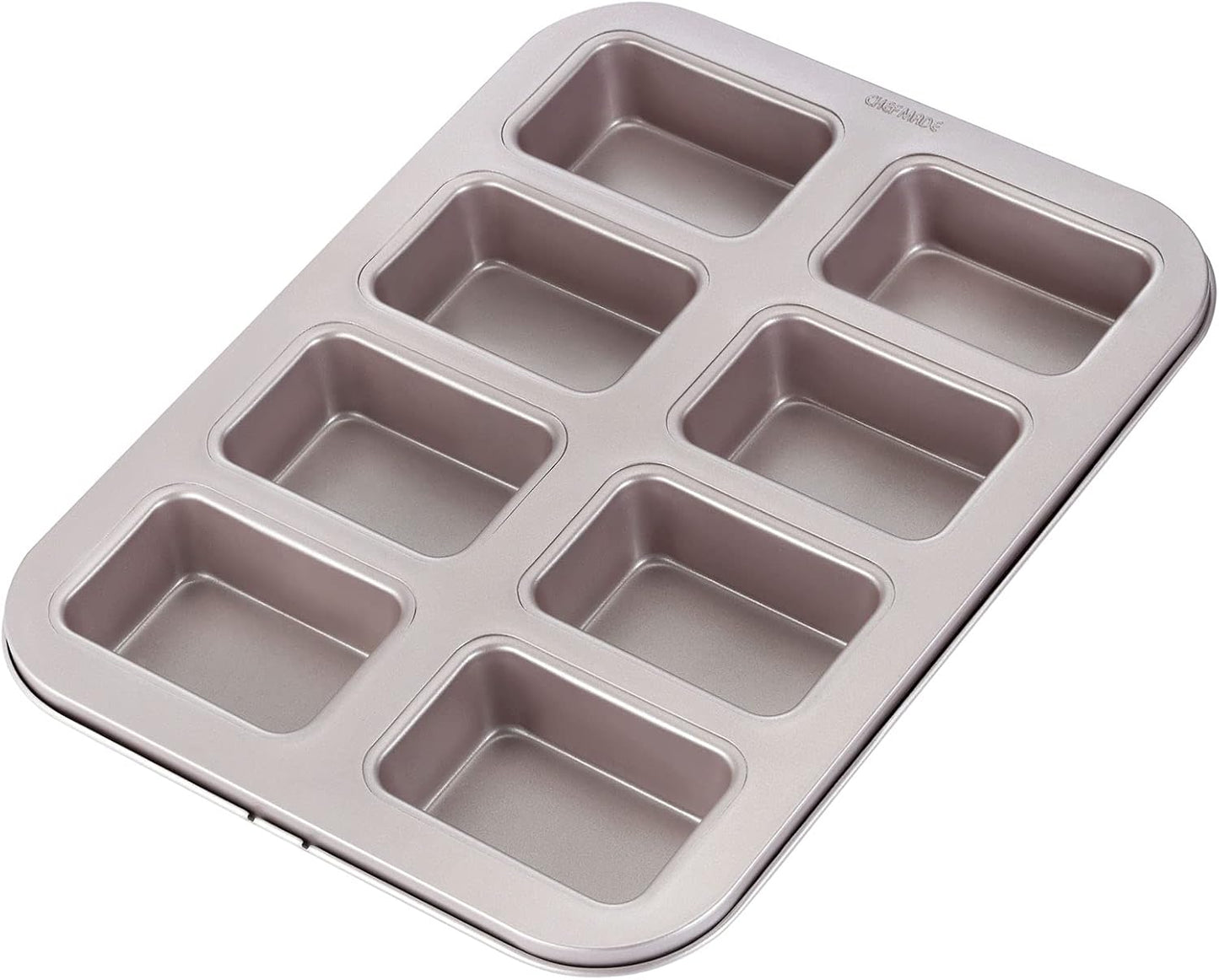 CHEFMADE Brownie Cake Pan, 8-Cavity Non-Stick Rectangle Muffin Pan Blondie Bakeware for Oven Baking (Champagne Gold)