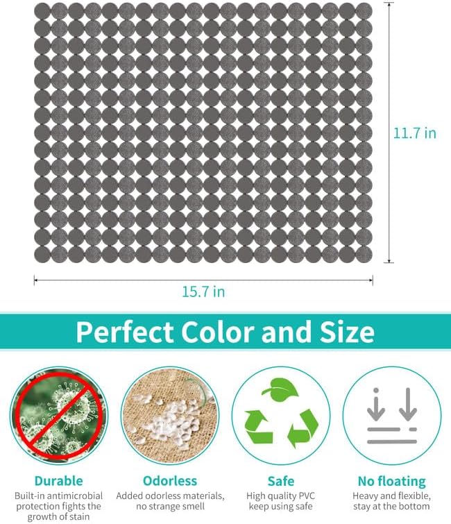 Bligli 2-Pack Kitchen Sink Mat: PVC Adjustable Sink Protector | Sink liner Pad | Dish Drying Mats, Easy to Clean & DIY Cut | 15.7 x 11.8 inch (Grey)