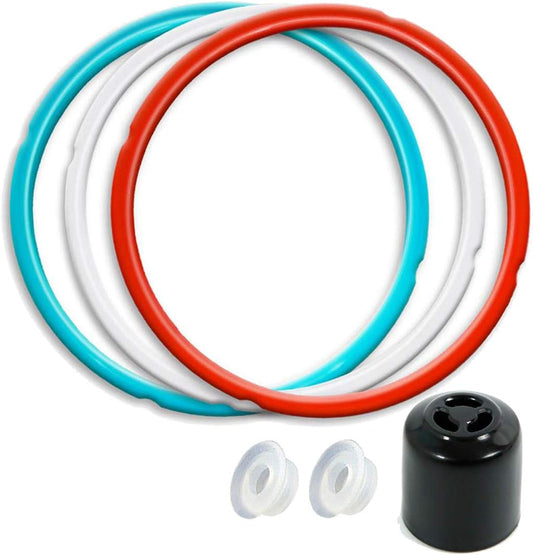8Qt Silicone Sealing Ring with Steam Release Valve (3-Pack) - Dishwasher Safe Replacement Gasket Fits Select Instant Pot 8Qt Models (Ultra, Viva, Duo Plus, IP-DUO80, IP-LUX80).