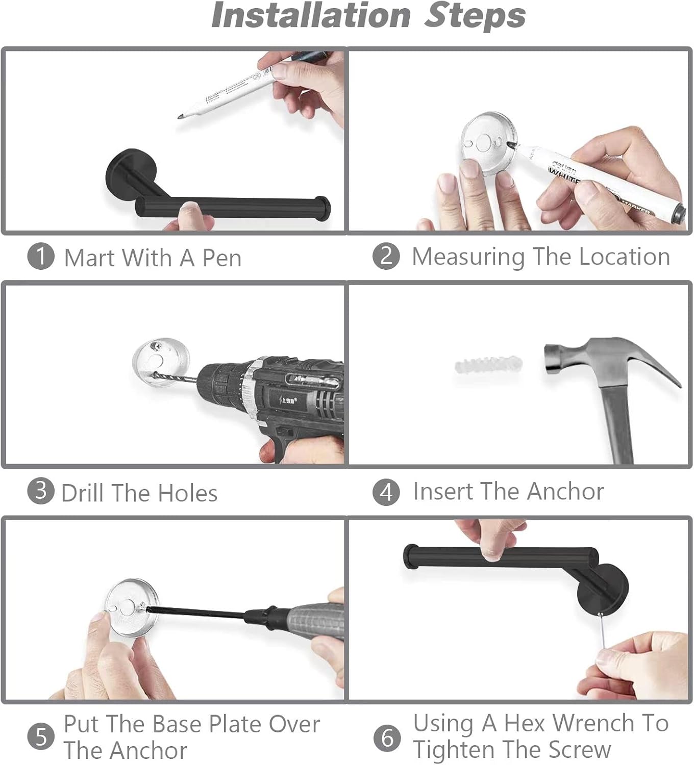 Cilee 2 Pieces Matte Black Bathroom Towel Bar, 16 Inch Double Towel Racks,Bathroom Towel Holder Towel Hanger for Bathroom Stainless Steel Wall Mount