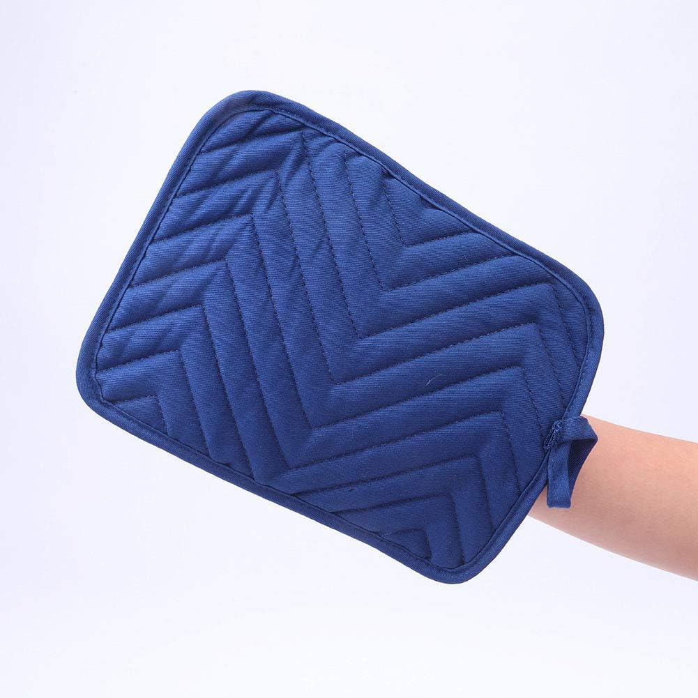 Anyi Blue Pot Holders with Pocket - Heat Resistant Cotton Hot Pads for Counter and Table