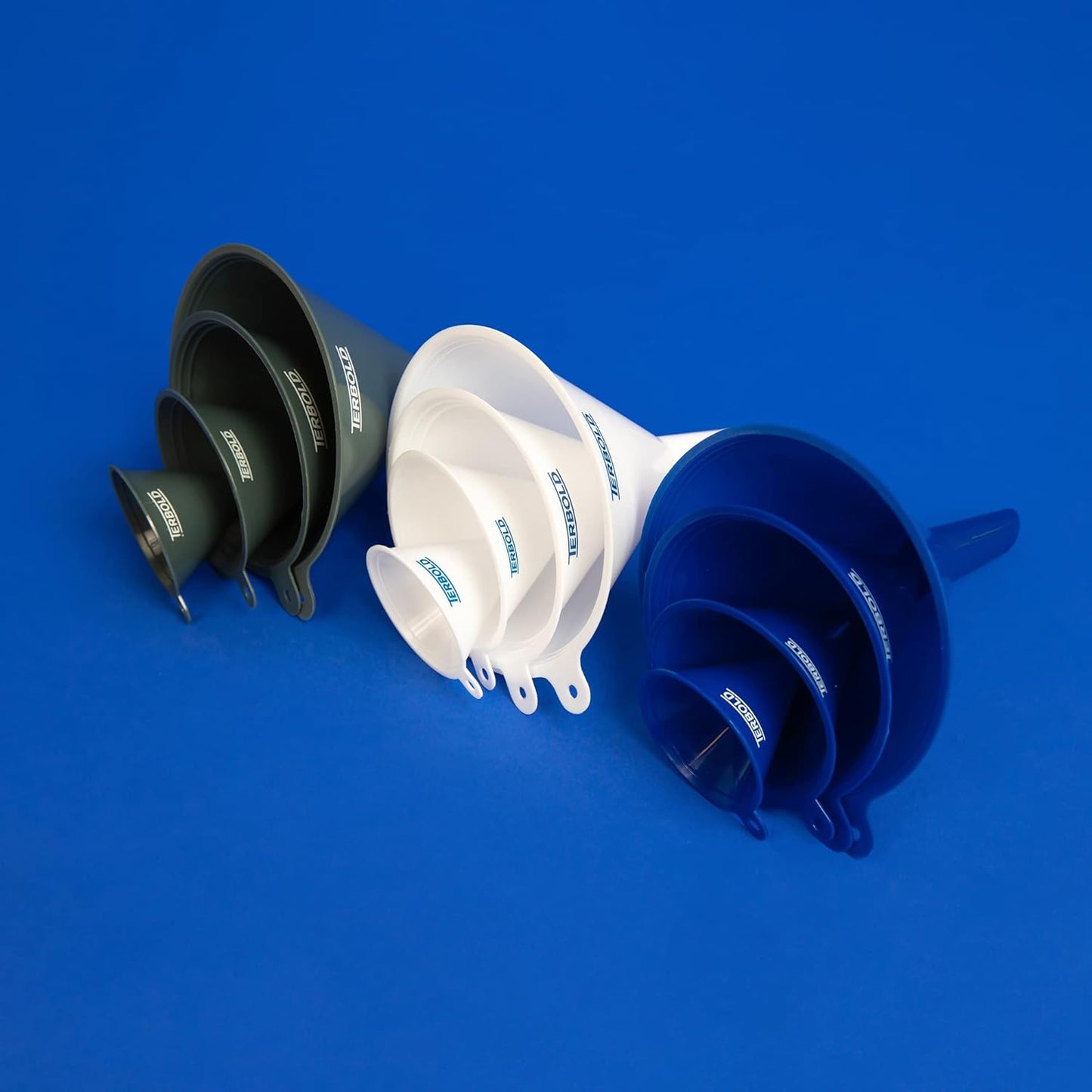 4pc Funnel Nesting Set in BPA Free Plastic for Kitchen Cooking, Car Oil, Home, or Lab Use (White)