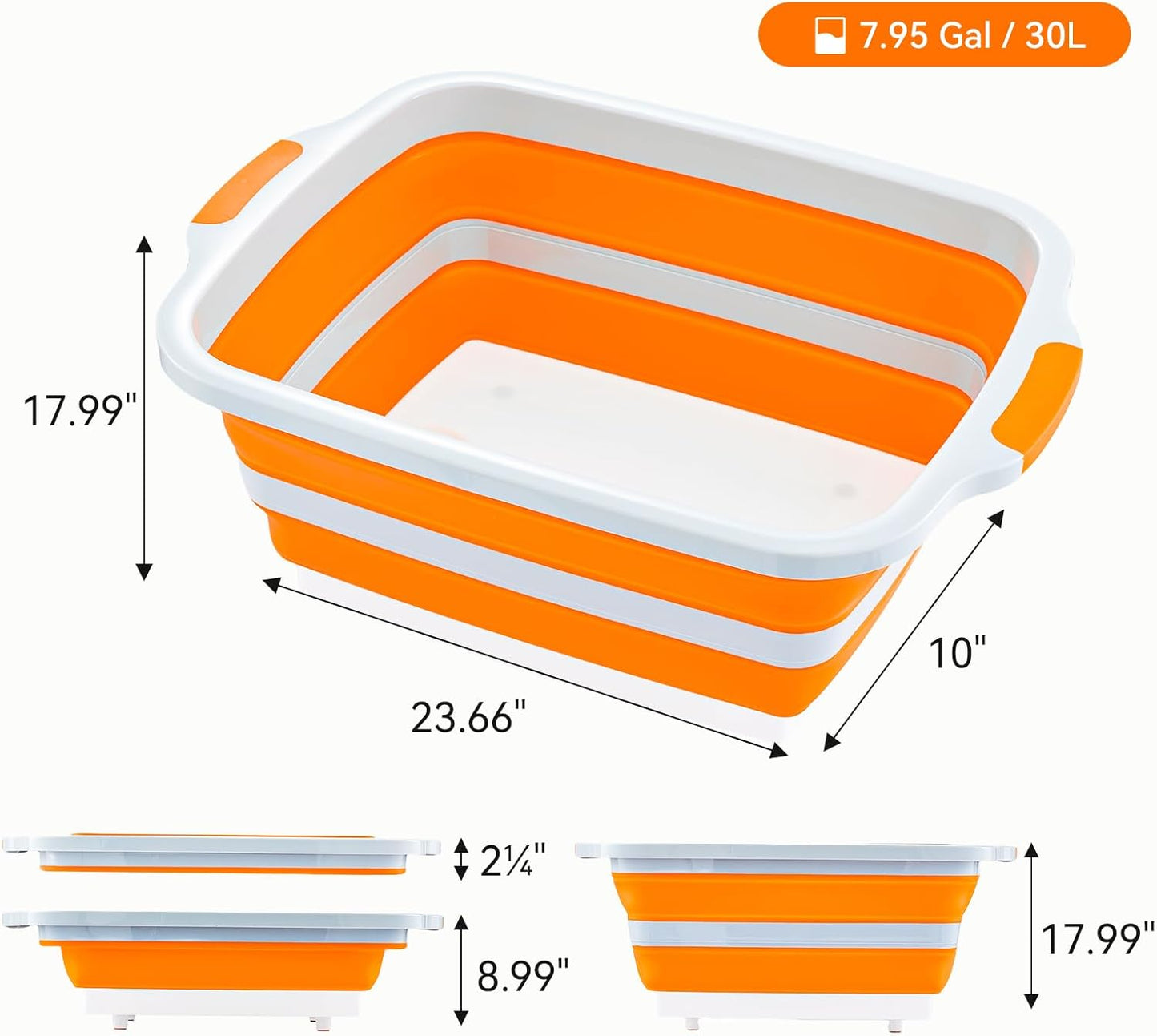 Collapsible BBQ Prep Tub with Cutting Board & Lid – 7.95 Gal / 30L Space-Saving Food Container – BPA-Free Heavy-Duty Plastic, Dishwasher Safe with Drain Hole – Offset Smoker, Backyard & Grilling
