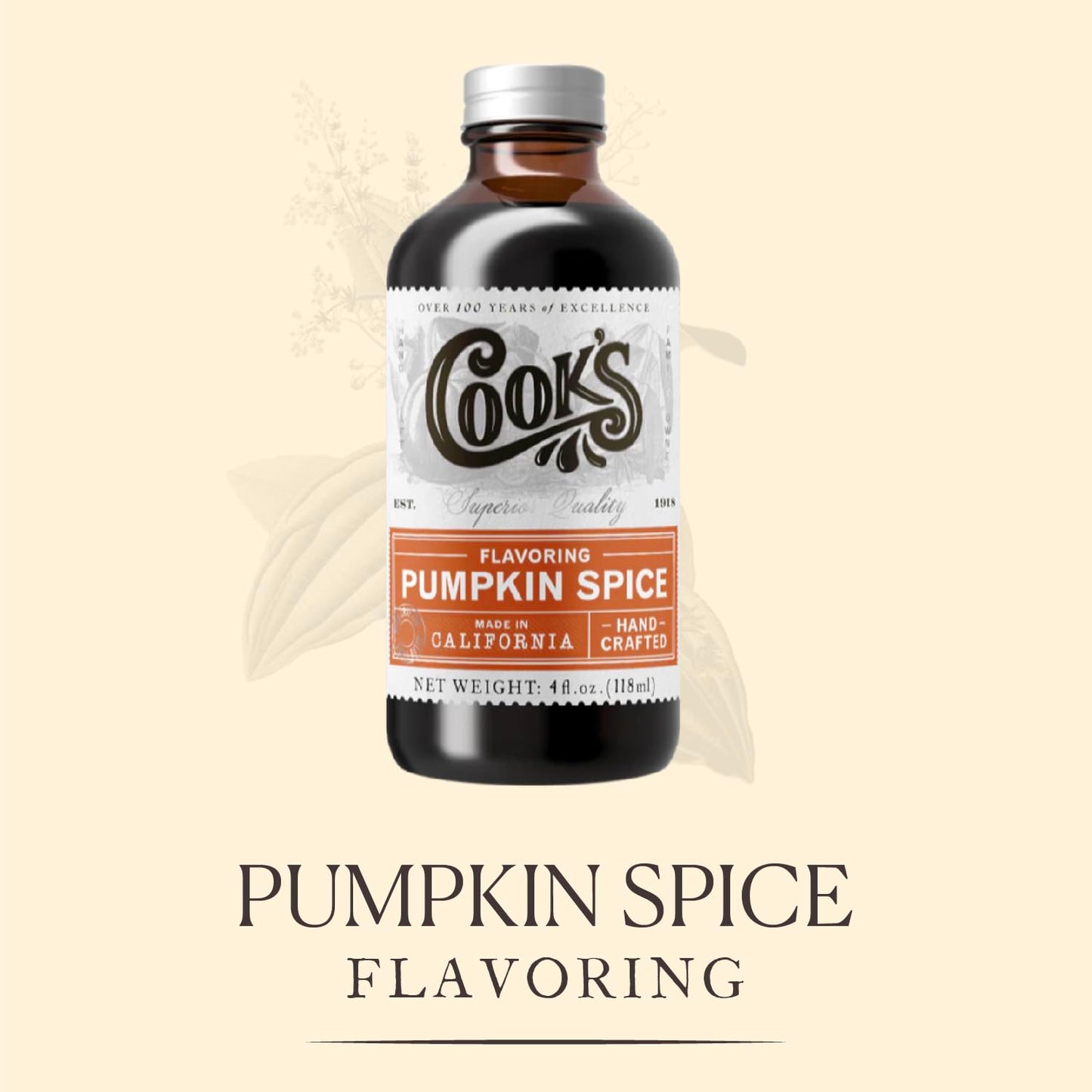 Cook's, Pumpkin Spice Flavoring, for Baking, Cookies, Beverages, Cakes, Breads, 8 oz
