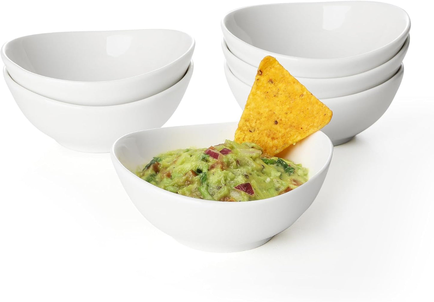 Sweese 4 oz Porcelain Bowls Set of 6 - White, Small Dipping/Snack/Sauce/Condiment Dish - Microwave, Dishwasher Oven Safe