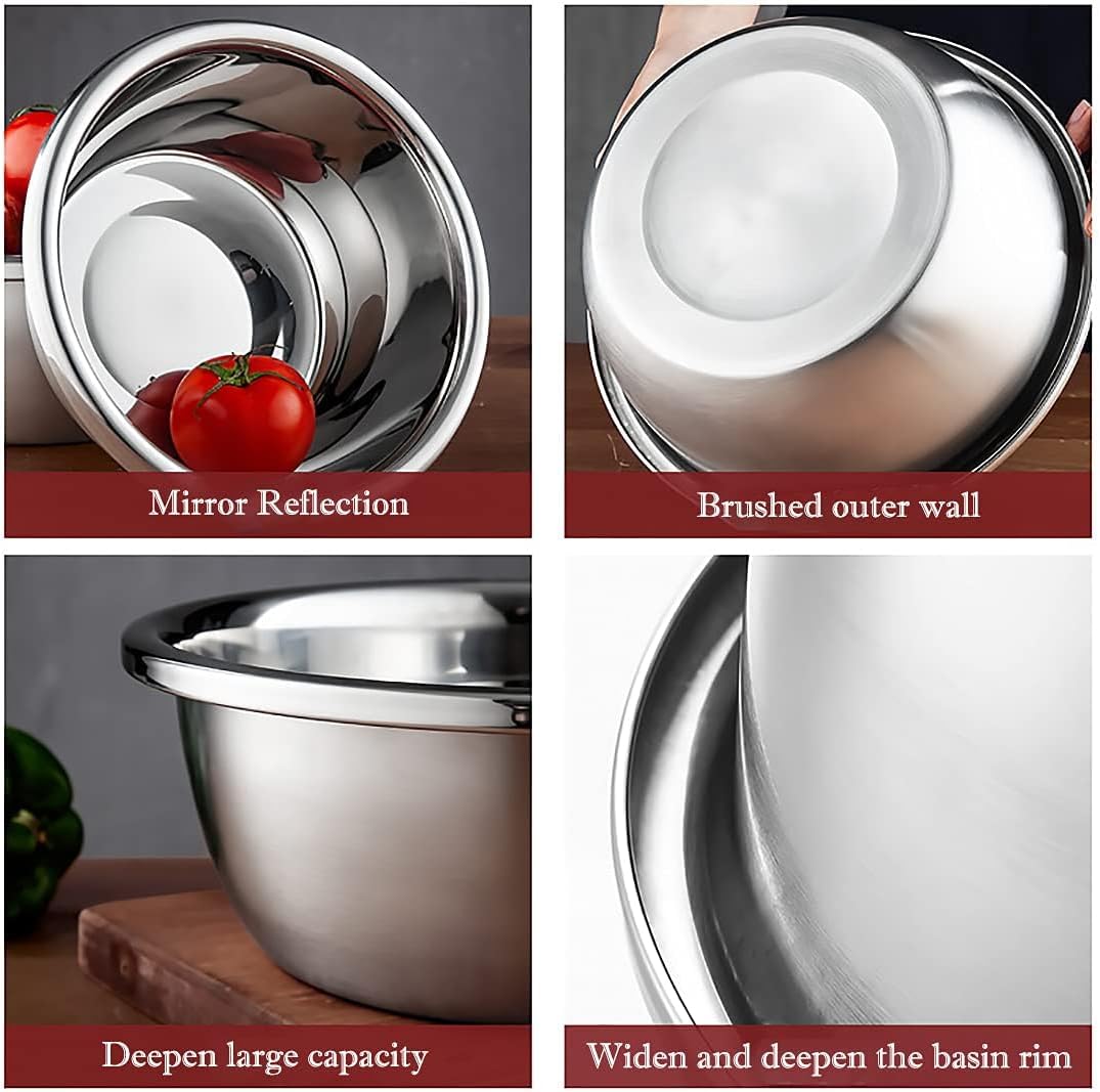 meleg otthon Stainless Steel Mixing Bowls, 13.5QT Metal Bowls, Salad Bowl, Heavy Duty Deeper Edge Mirror Finish Dishwasher Safe Bowl(14.17'' diameter x 5.35''high)