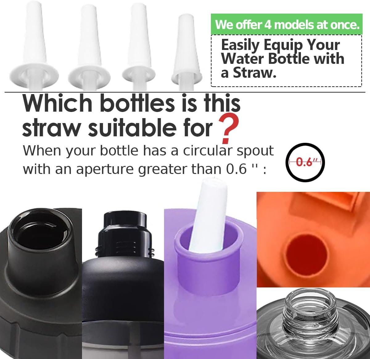 Delove Universal Long Straws for Gallon Water Bottles - Attach a straw to your sports Jug - Cut Size To Fit Any Bottles - Replacement straws -Half Gallon/32oz/64oz/128oz - Set of 4