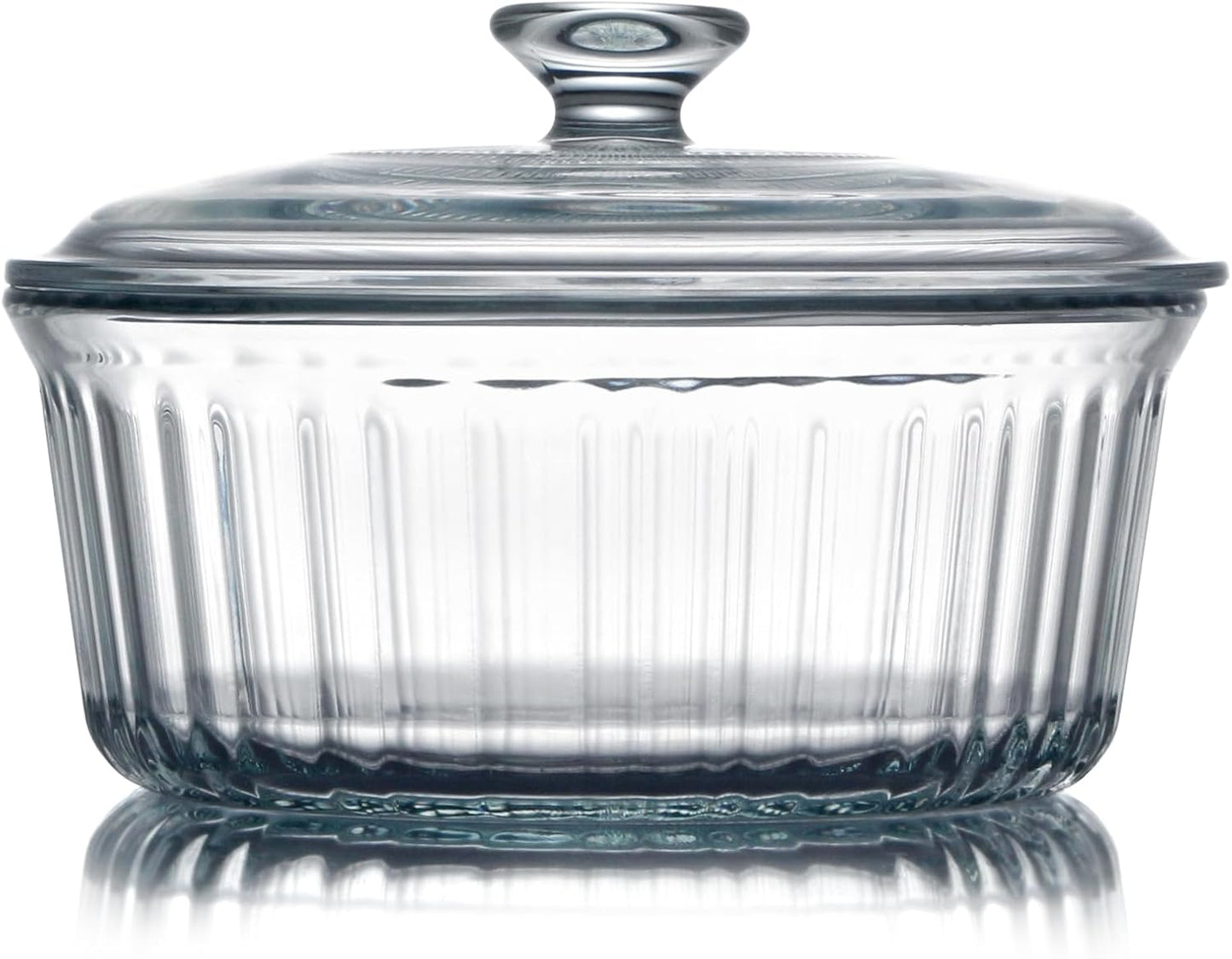 NUTRIUPS 2.4QT Glass Casserole with Lid, Borosilicate Glass, Round, Oven-Safe Baking Dish