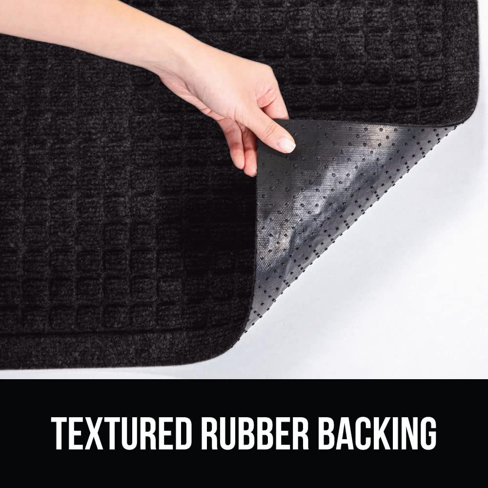 GORILLA GRIP Front Door Mat, Indoor Outdoor Ultra Absorbent HydroAbsorb Doormat, Absorbs Up to 1.7 Cups of Water, Stain and Fade Resistant, Rubber Backing Doormats, 2 Pack, 29x17 Black