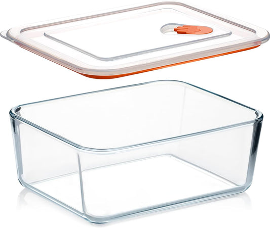 NUTRIUPS 2.6QT Deep Glass Baking Dish with Lid,（9×7in ）Deep Rectangular Glass Baking Dish for Oven