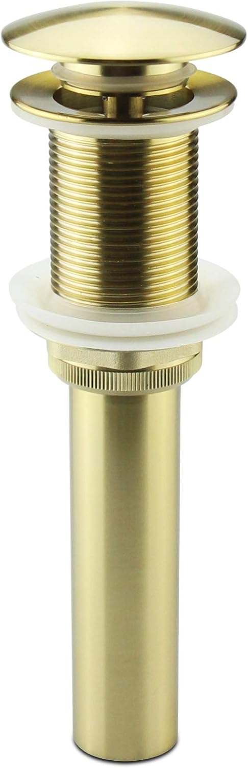 Gold Lavatory Faucet Sink Drain Stopper Without Overflow, Vanity Bathroom Vessel Pop up Sink Drain