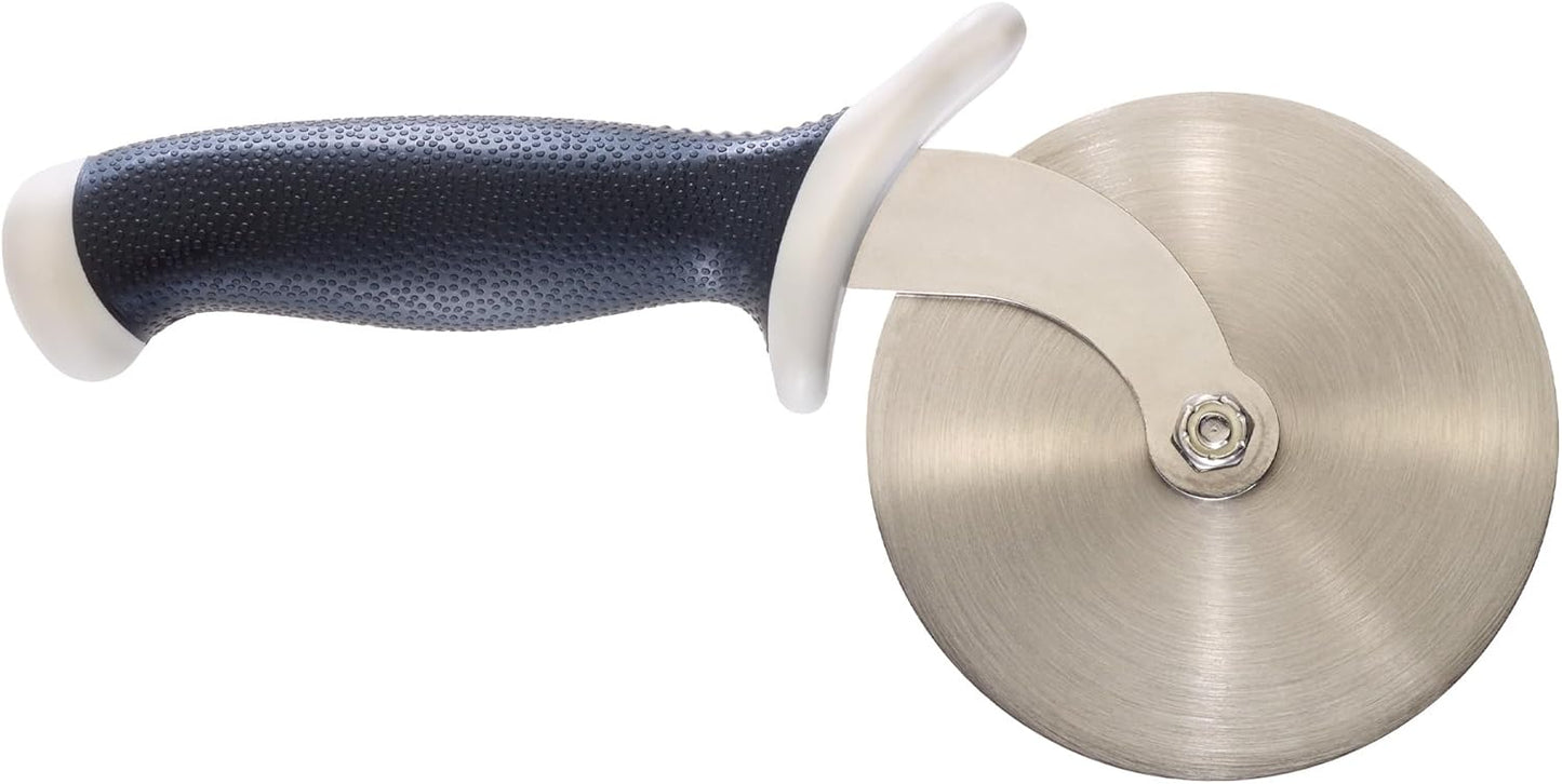 Mercer Culinary Millennia Pizza Cutter with White Handle, 4 Inch Wheel, Stainless Steel