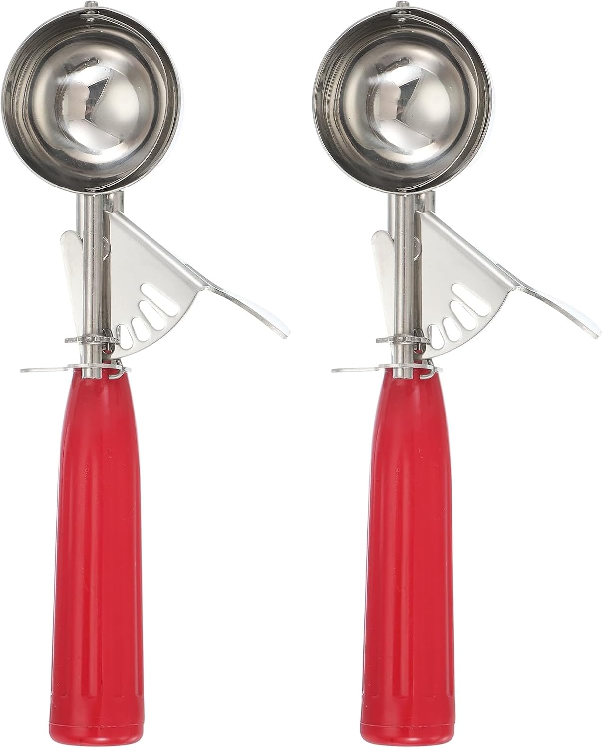 uxcell 2 Pcs Cookie Scoops, Ice Cream Scoop with Trigger for Baking Cookie Dough Rice Pudding Kitchen Gadget, Red