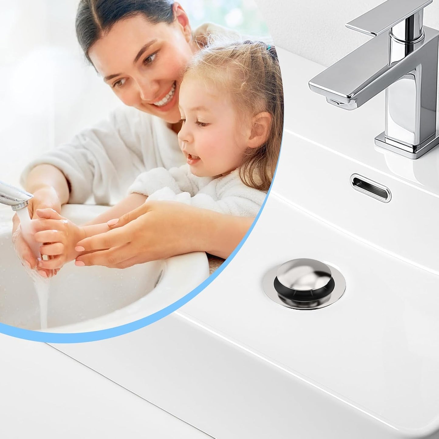 Universal 4 in 1 Bathroom Sink Drain Strainer with Removable Filter Basket, Pop Up Pure Copper Bathroom Sink Stopper, Anti-Clogging Bathroom Drain Stopper Sink Plug (Brushed Nickel)