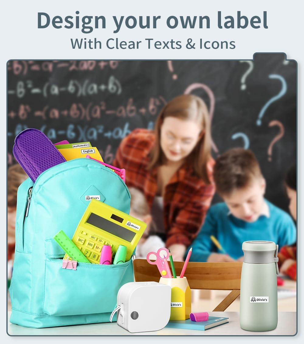 Phomemo P12 PRO Label Maker Machine with Tape, Mini Bluetooth Portable Thermal Labelmaker for School, Office, Organizing, Kitchen, Wireless Small Label Makers with Multiple Templates, White