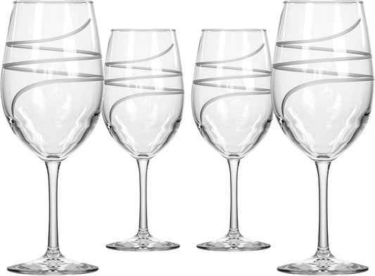 Rolf Glass Twist All Purpose Wine Glass 18 Ounce | Proudly Made in the USA | Large Wine Glasses | Lead-Free Glass | Engraved Large Wine Glasses | (Set of 4)