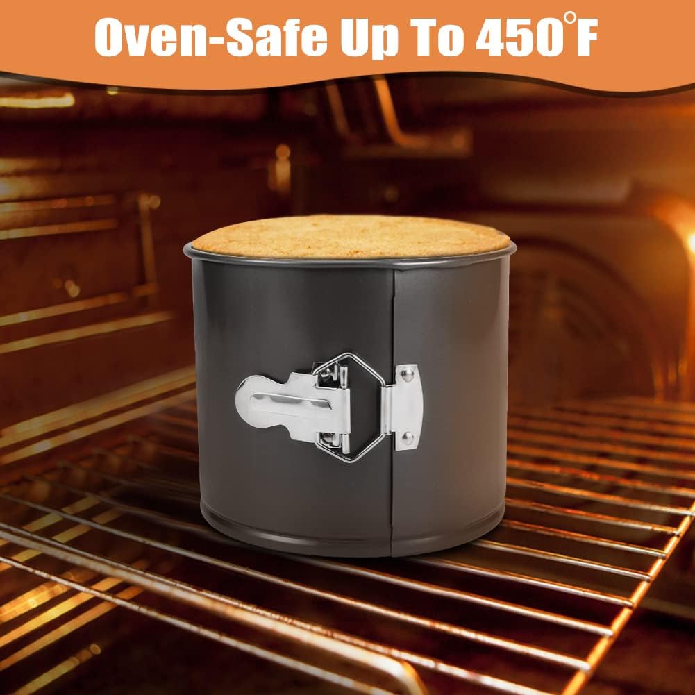 4Pcs Premium Springform Pan Nonstick - Cheesecake Pan With Removable Bottom - No Need For Parchment Paper - Spring Form For Baking - Leak-Proof Cake Pan (Black)