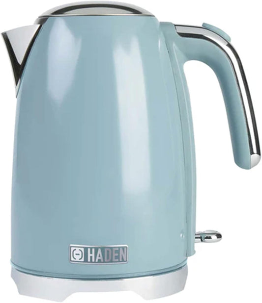 Haden Brighton Electric Kettle, Cordless 1.7 Liter Hot Water Boiler with Chrome Accents, Retro Style, and Auto Shut Off, Sky Blue