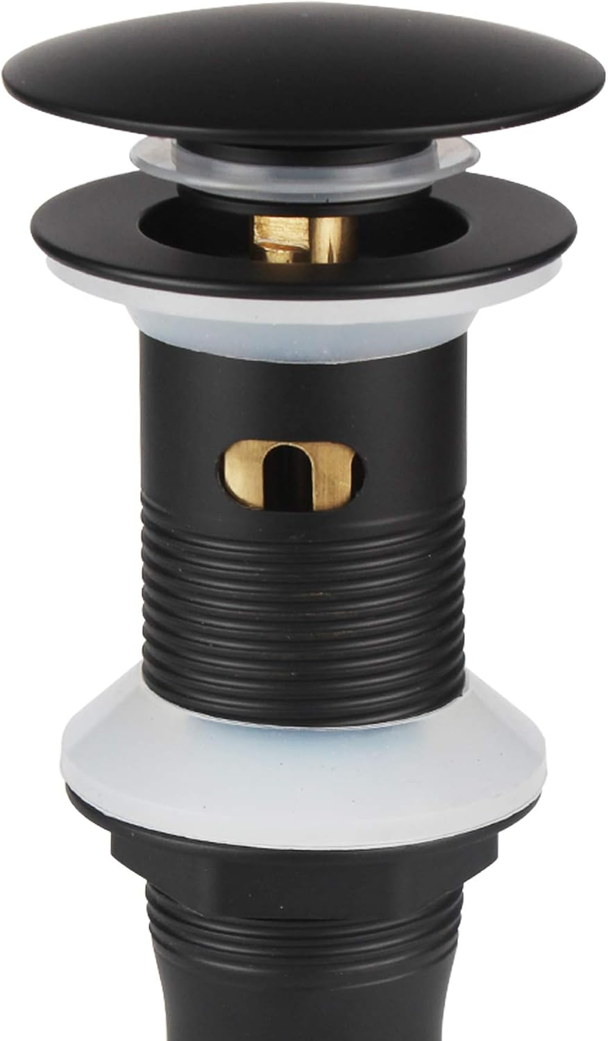 Bathroom Lavatory Vanity Vessel Sink Detachable Basket Drain, Pop Up Drain Stopper with Overflow, Black