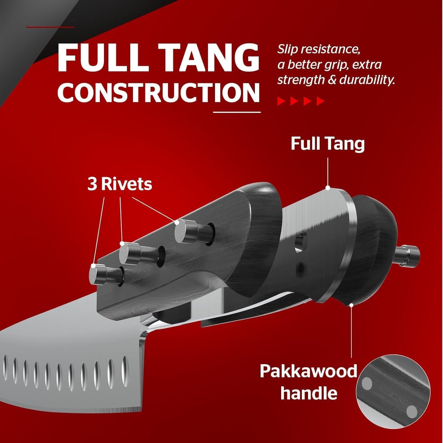 Sunhouse PREMIUM Chef Knife 7.9 inch, AUS-8 Stainless Steel – Superior 62HRC Hardness, Razor Sharp Blade, Full Tang, Ergonomic Handle, Perfect Gifts for Mom or Dad,Premium Gifts Box