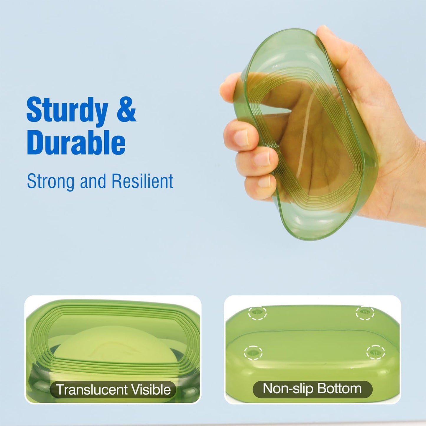 Soap Holder - Portable Travel Soap Case with Draining Layer - Perfect for Bathroom, Gym, Camping, Traveling (Green)